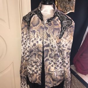 Designer jacket with black & silver embellishments